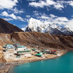 Gokyo lake and village, Nepal Himalayas mountain