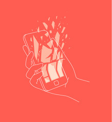 Hand phone deleting data coral