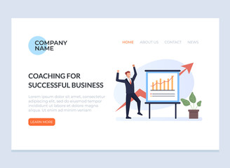 Fototapeta na wymiar Success motivation business training web banner page concept. Vector flat graphic design illustration