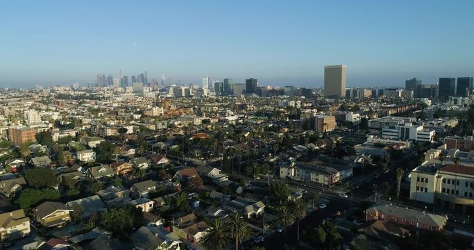 Aerial view of Downtown Los Angeles, California. Drone Stock Footage by Airflow Creations. 