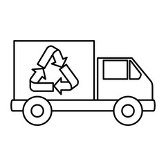 truck with recycle arrows symbol