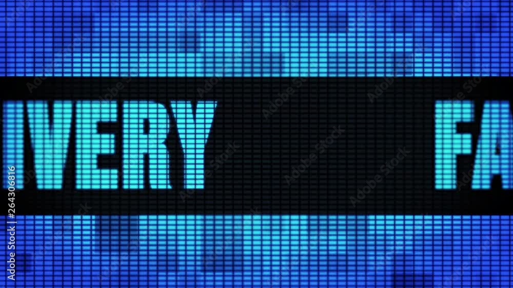 Poster fast delivery front text scrolling on light blue digital led display board pixel light screen looped