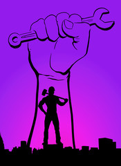International Labour Day Vector Poster. Happy Labour Day 2020. 1st May Worker's Day. May 1st Labour Day with red flags, red hand and red background vector poster. Thank you for your hard work vector.
