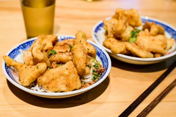 Chinese deep fried salt and pepper calamari.