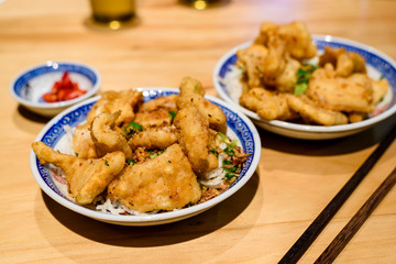 Chinese deep fried salt and pepper calamari.