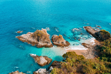 Aerial view of sea and rocks