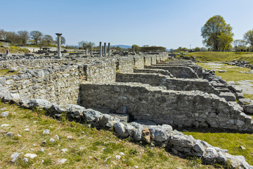 Fototapeta na wymiar Panorama of Ancient Ruins at archaeological site of Philippi, Eastern Macedonia and Thrace, Greece