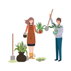 couple with trees to plant avatar character