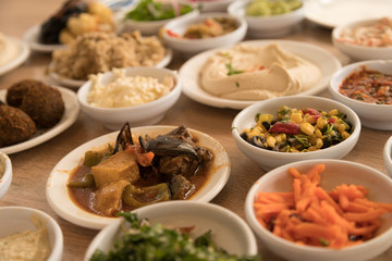 Close Up picture of Eggplant base dish part of Arab Salad