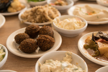 Partial View of Israeli Salad Dishes from the Side