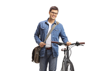 Young man with a bicycle