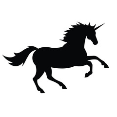 black unicorn vector silhouette isolated on white background