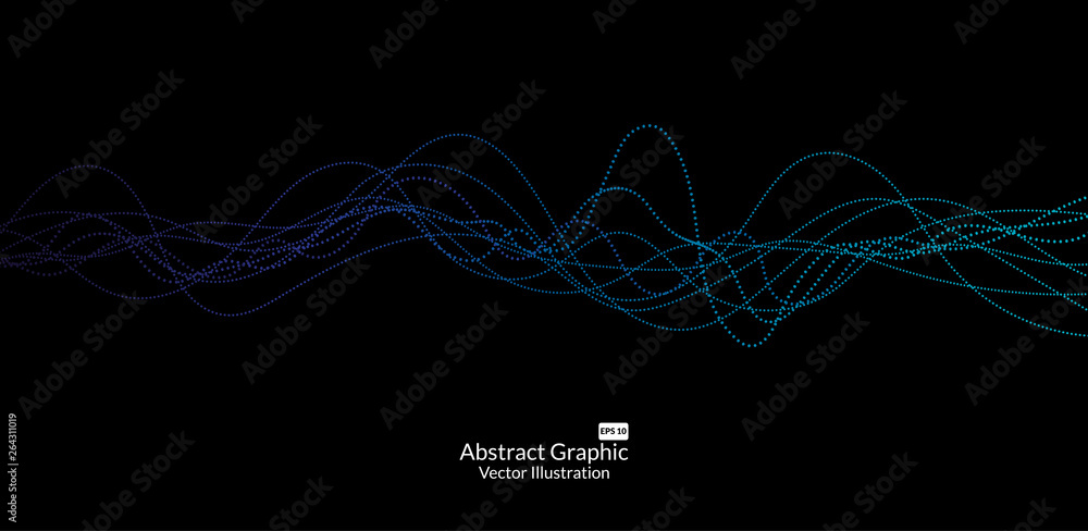 Aufkleber abstract colorful wave lines on black background for elements in concept business presentation, broc