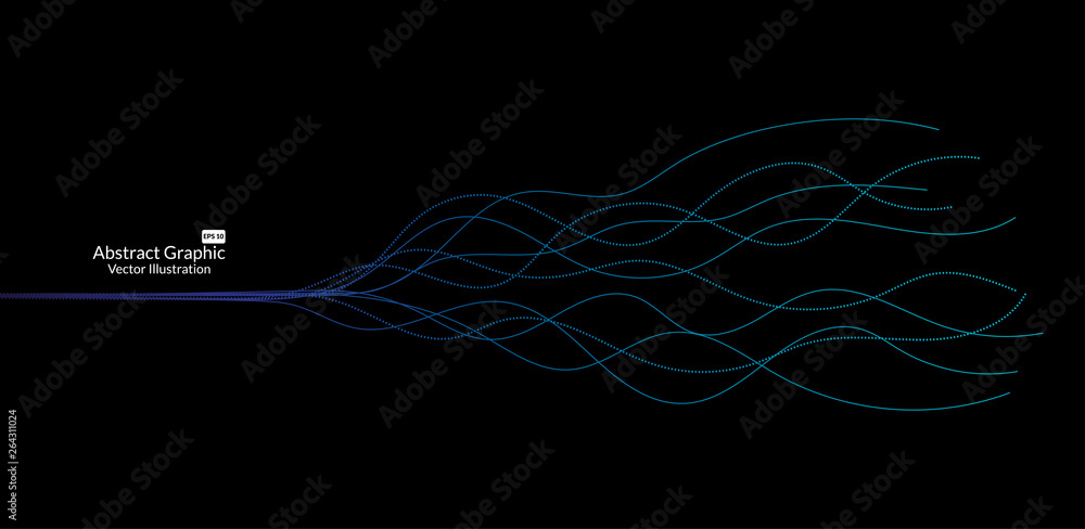 Poster abstract colorful wave lines on black background for elements in concept business presentation, broc