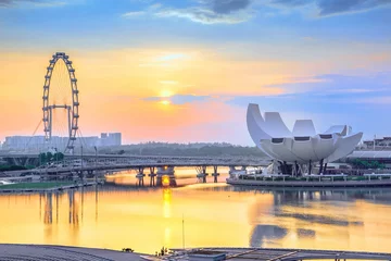 Photo sur Plexiglas Helix Bridge Singapore city at sunrise. Singapore city.