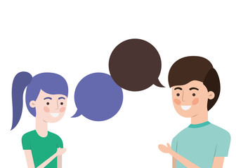 Obraz premium couple with speech bubble avatar character