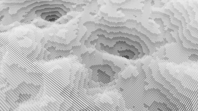 Fractal background from layersed animated circles. Topographic map, terrain like abstract backdrop