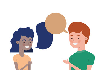 couple with speech bubble avatar character