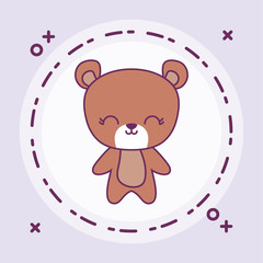cute bear animal with frame circular