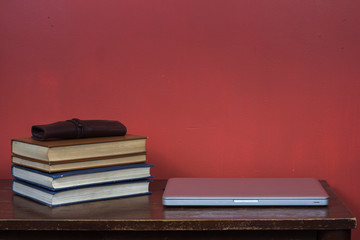 table with books and other elements