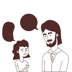 Fototapeta premium father with daughter and speech bubble character