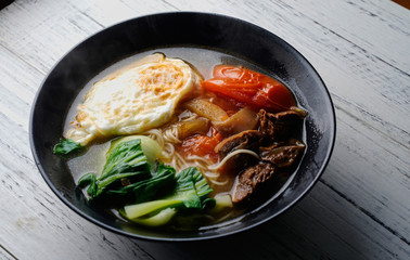 A delicious bowl of beef noodles