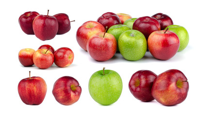 Set of fresh apples isolated on white background.