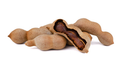 Fresh tamarind isolated on white background.