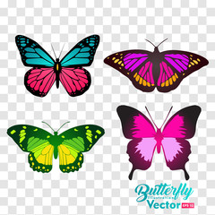 Obraz premium Many butterflies flying, isolated on transparent background