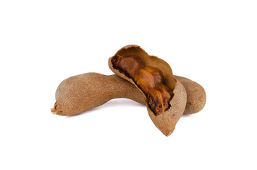 Fresh tamarind isolated on white background.