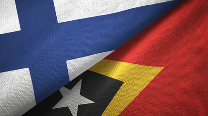 Finland and Timor-Leste East Timor two flags textile cloth, fabric texture