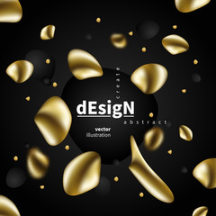 Abstract liquid golden shape. Fluid design. Isolated gradient waves with geometric lines, dots. for your title, banner, flyer,  presentation, brochure, poster.