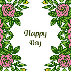 Vector illustration elegant rose bouqet frame with invitation card happy day