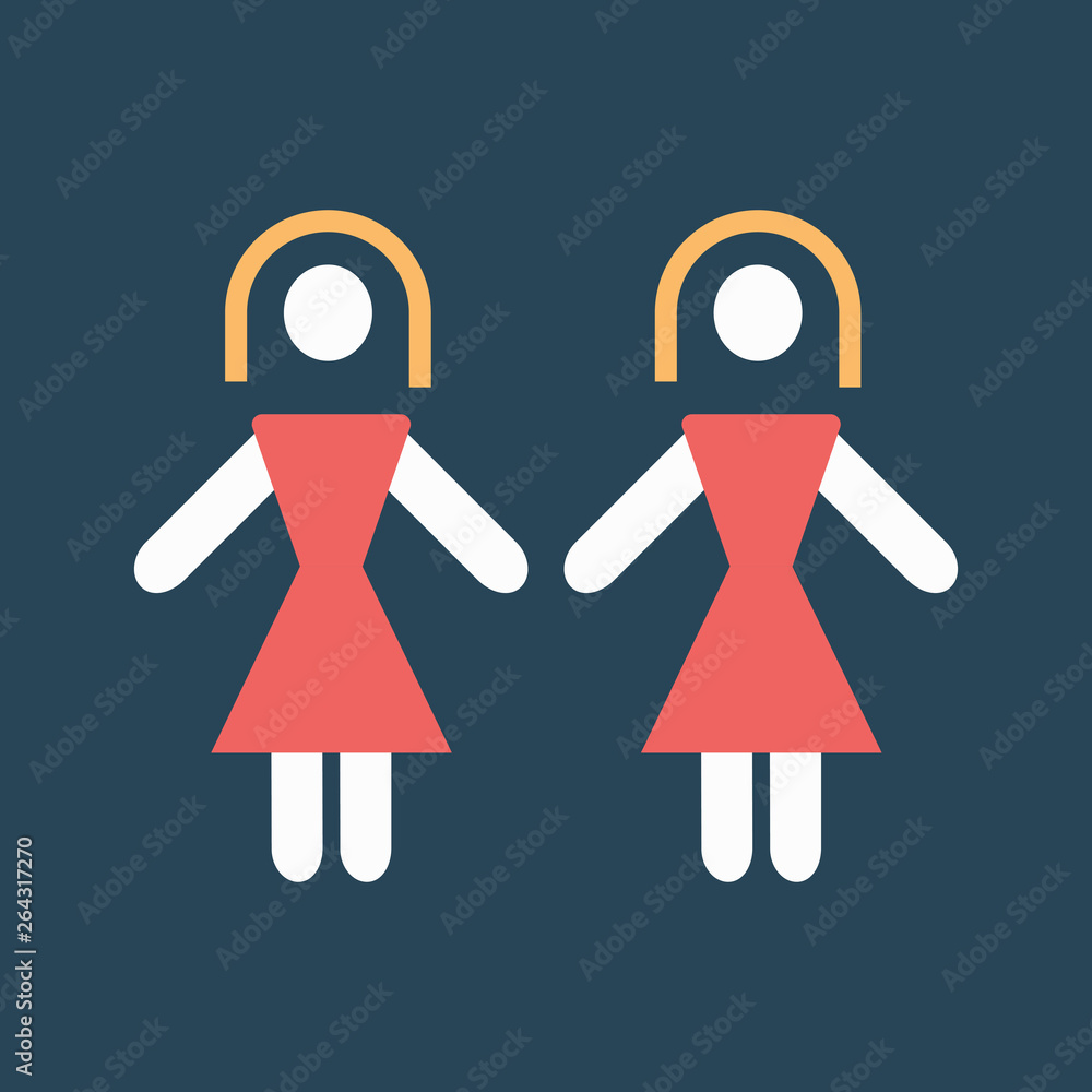 Poster Line icon two girls