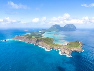 Stunning aerial panorama drone view of Lord Howe Island, a pacific subtropical island in the Tasman Sea between Australia and New Zealand. Lord Howe belongs to New South Wales, Australia. © Juergen Wallstabe