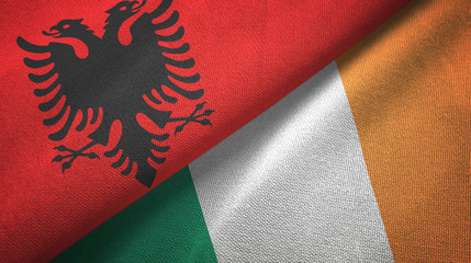 Albania and Ireland two flags textile cloth, fabric texture