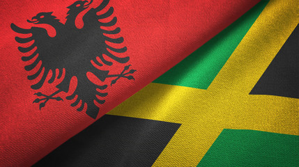 Albania and Jamaica two flags textile cloth, fabric texture