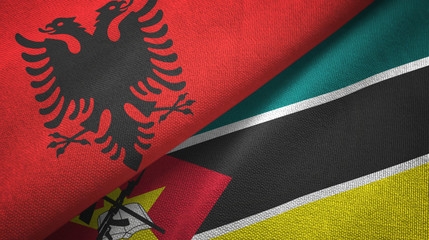Albania and Mozambique two flags textile cloth, fabric texture