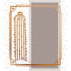 pattern cactus with frame golden isolated icon