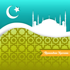 vector illustration of mosque in blue background