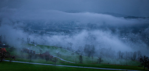 Obraz premium landscape with lake and clouds
