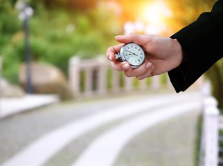 Close-up Stopwatch in Human Hand, Timer