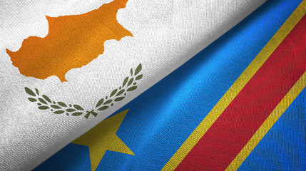 Cyprus and Congo Democratic Republic two flags textile cloth