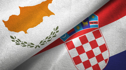 Cyprus and Croatia two flags textile cloth, fabric texture