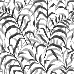 Seamless pattern. Palm leaves in watercolor style