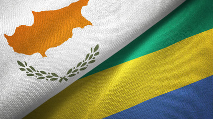Cyprus and Gabon two flags textile cloth, fabric texture