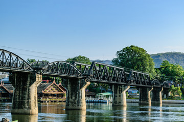 Fototapeta na wymiar Bridge on the river kwai, Kanchanaburi province,Thailand.
