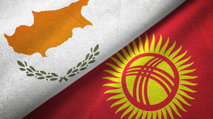 Cyprus and Kyrgyzstan two flags textile cloth, fabric texture