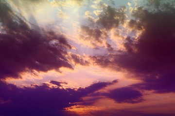 amazing vivid sunset or sunrise cloudy sky for using in design as background.
