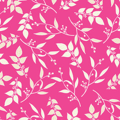 Modern leaves and flowers seamless pattern design